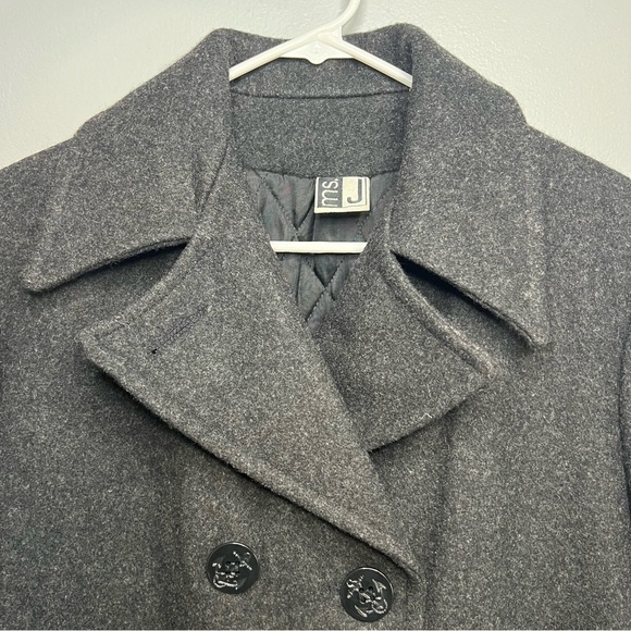 Vintage Ms. J Women's 100% Wool Pea Coat Jacket Gray Lined Thick Sz M USA Made - Picture 2 of 14